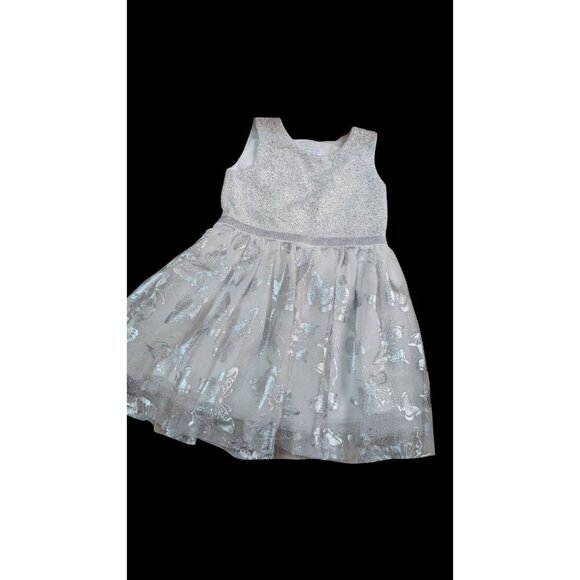 The Childrens Place 4T Silver Glitter Butterfly Tulle Party Dress  gray - Picture 3 of 12